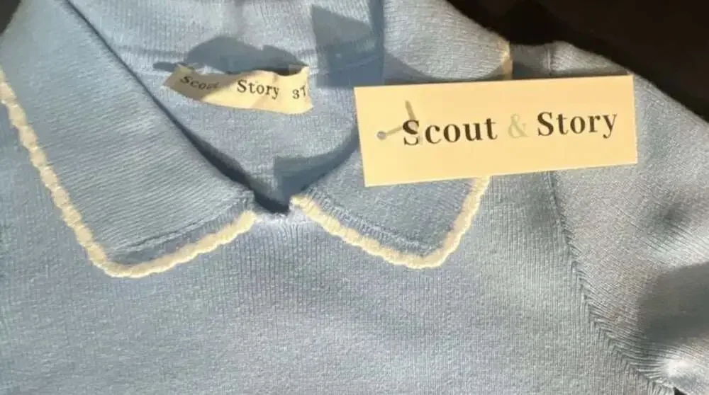 Scout & Story Girls Blue Knit Collared Sweater and Skirt Set